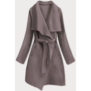 Šedohnědý minimalistický dámský kabát (747art) Hnědá ONE SIZE