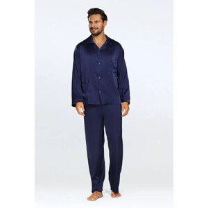 Pánské saténové pyžamo Lukas tmavě modré modrá XL