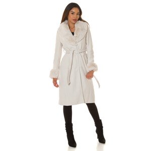 Sexy zimní kabát s detaily z umělé kožešiny barva CAPPUCCINO velikost M