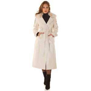 Sexy zimní kabát z umělé kůže v Trenchcoat Look BEIGE XL