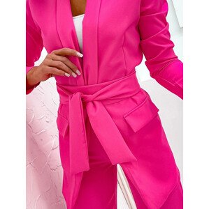 Dámský komplet ve fuchsijové barvě - volné sako a široké kalhoty (8167) růžová L (40)