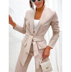 Béžový dámský komplet - volné sako a široké kalhoty (8167) béžová XL (42)