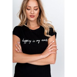 Dámské tričko s nápisem "Shopping is my cardio" - černá, Velikost: UNI