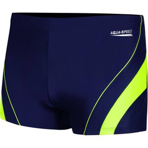 Pánské plavecké šortky Dennis Navy Blue/Green Pattern 01 - AQUA SPEED 3XL