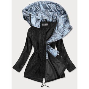 Černo/stříbrná dámská bunda s ozdobnou kapucí (YR2022) černá L (40)