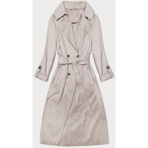 Světle béžový jednoduchý kabát s ohrnutými rukávy (1818#-62)