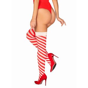 Vánoční punčochy model 16257554 stockings  červená L/XL - Obsessive