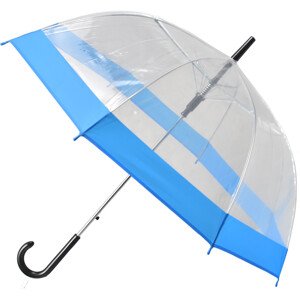Semiline Dlouhý průhledný deštník s automatickým otevíráním 2507-4 Transparent/Blue Průměr 90