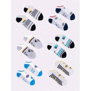 Yoclub Chlapecké kotníkové bavlněné ponožky Vzory Barvy 6-pack SKS-0008C-AA00-001 Vícebarevné 17-19