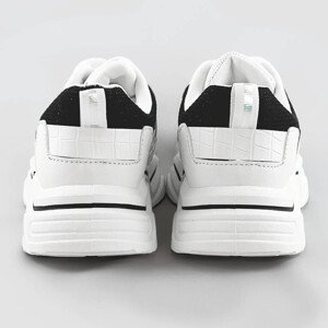 Bílo-černé dámské sneakersy s brokátovými vsadkami (LU-2) Barva: odcienie bieli, Velikost: XL (42)