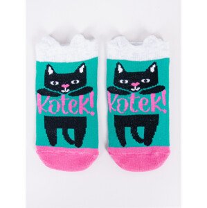Yoclub Bavlněné dětské dívčí ponožky vzory barvy 6-pack SKC/3D-EARS/6PAK/GIR/001 Pink 14-16