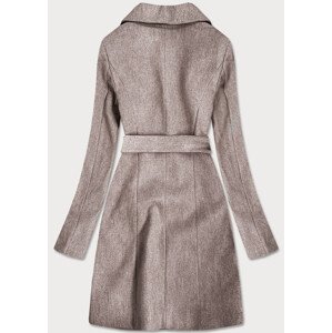 Hnědý dámský kabát s drobným károvaným vzorem (2706) hnědá XXL (44)