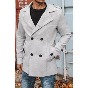 Pánský dvouřadý kabát, světle šedý Dstreet CX0421z XXL