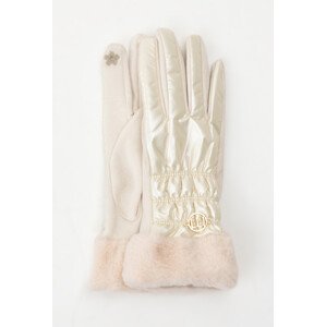 Monnari Rukavice lesklé dámské rukavice s kožešinou Beige S/M