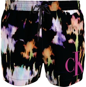Pánské plavky SHORT DRAWSTRING KM0KM00968 0GJ černá s barevným vzorem - Calvin Klein M