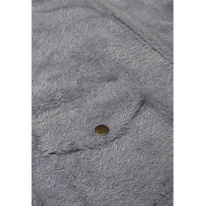 Krátká šedá vlněná bunda typu "alpaka" (553) odcienie szarości ONE SIZE