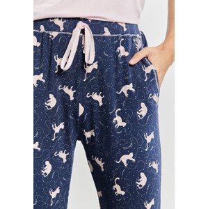 Monnari Pyžamo Dlouhé kalhoty s potiskem koček Pyžamo námořnická modrá L