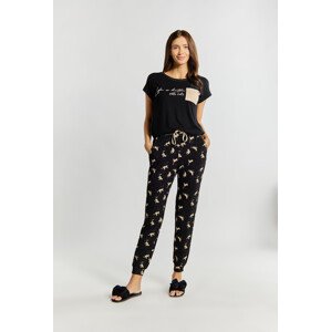 Monnari Pyžamo Dlouhé kalhoty s kočičím potiskem Pyžamo černé L