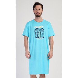 Pánská noční košile s krátkým rukávem California modrá XL