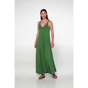 Vamp - Dlouhé jednobarevné šaty 20509 - Vamp green treetop M