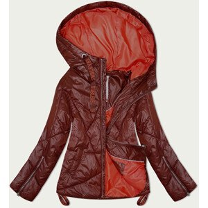 Tmavě rudá prošívaná dámská bunda pro přechodné období s kapucí (21300) odcienie czerwieni XL (42)