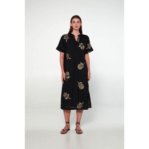 Vamp - Vyšívané šaty s krátkými rukávy 20457 - Vamp black M