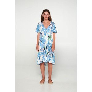 Vamp - Květinové šaty s krátkými rukávy 20416 - Vamp blue sky S