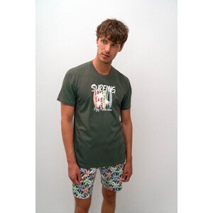 Vamp - Pohodlné dvoudílné pánské pyžamo 16671 - Vamp green jungle XL