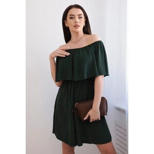 Španělské šaty s pasem tmavě zelená UNI