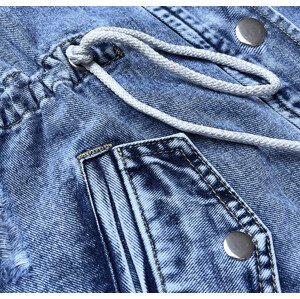 Světle modrý džínový přehoz přes oblečení s kapucí (POP7011-K) odcienie niebieskiego XXL (44)