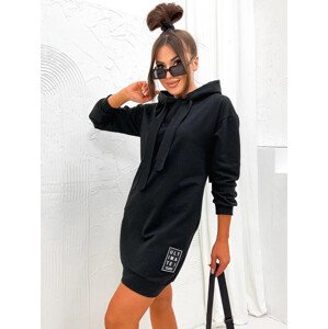 Černé teplákové šaty s kapucí (725) odcienie czerni S (36)