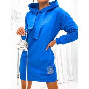 Světle modré teplákové šaty s kapucí (725) odcienie niebieskiego S (36)