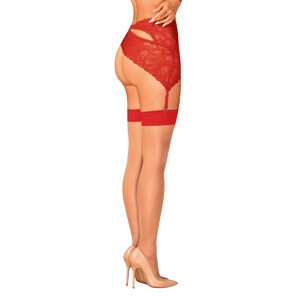 Elegantní punčochy model 18201526 stockings červené  S/M - Obsessive