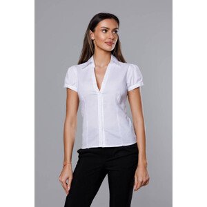 Bílá dámská košile s krátkými rukávy (0666#) Barva: odcienie bieli, Velikost: S (36)