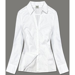 Klasická bílá dámská bavlněná košile (0818-3#) Barva: odcienie bieli, Velikost: L (40)