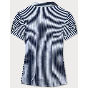 Tmavě dámská pruhovaná košile s krátkými rukávy model 18481992 - Forget me not FASHION Barva: odcienie bieli, Velikost: M (38)