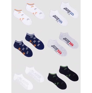 Yoclub Chlapecké kotníkové bavlněné ponožky Vzory Barvy 6-Pack SKS-0008C-AA00-004 Vícebarevné Velikost: 31-34