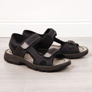 Rieker M R447 Pohodlné sandály na suchý zip černé 42
