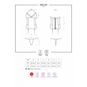 Korzet 838-COR corset - Obsessive červená S/M