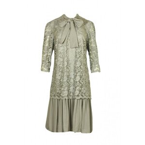 Dámské krajkované šaty s vázačkou a volánem - 0220M18 Glam šedá 40