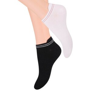 Dámské kotníkové ponožky s lurexem 091 bílá/šedá 35-37