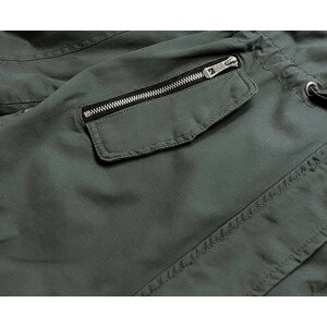 Bavlněná bunda parka v khaki barvě s kapucí (W158) khaki XS (34)