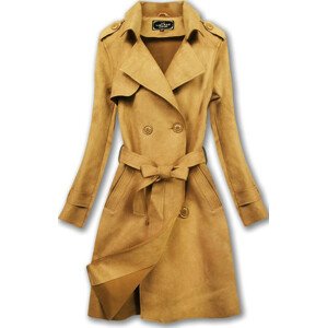 Dvouřadový semišový kabát v hořčicové barvě (6003) žlutá XL (42)