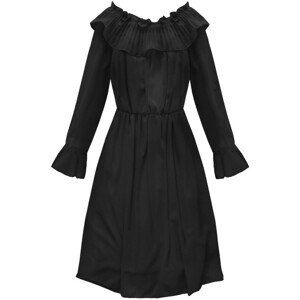 Černé šifonové šaty s volánem (139ART) černá ONE SIZE