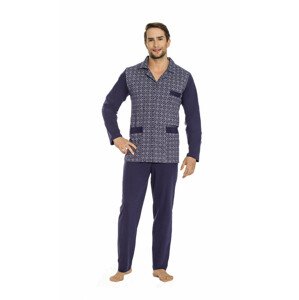 Pánské rozepínané pyžamo Luna 797 3XL-4XL modrá 3xl