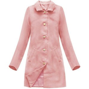 Jednoduchý růžový kabát s knoflíky (22241) růžová L (40)