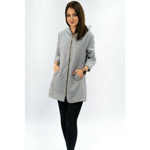 Světle šedý minimalistický kabát s kapucí (199ART) šedá ONE SIZE