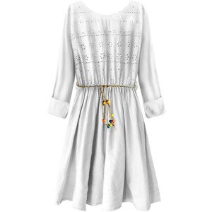 Bílé dámské bavlněné šaty s výšivkou (212ART) bílá ONE SIZE