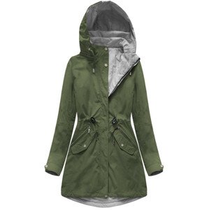 Obustranná bunda v khaki-šedé barvě s kapucí (W0229) khaki XXL (44)