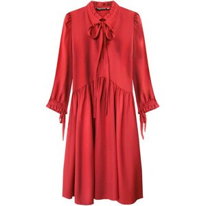 Červené dámské šaty s volánkovým stojáčkem (208ART) Červená S (36)